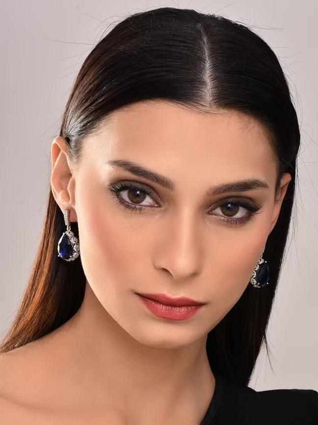 Sapphire Blue Tear Drop Earring