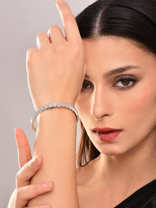 Bow Shaped Ad Stone Openable Bangle - Reenisaa