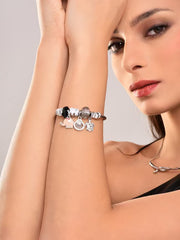 Black & White Charm Adjustable Bangle