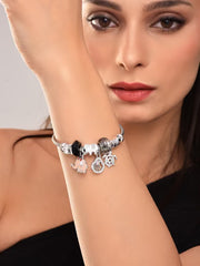 Black & White Charm Adjustable Bangle