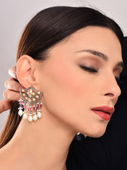 Regal Kundan Pearl & Ruby Chandelier Earrings