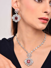 Blazing Ruby Red Diamond Necklace Set