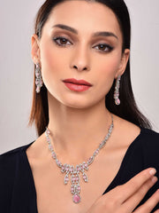 Rose Petal Diamond Necklace Set