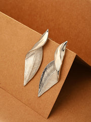 Silver Twirl Leaf Shape Earring