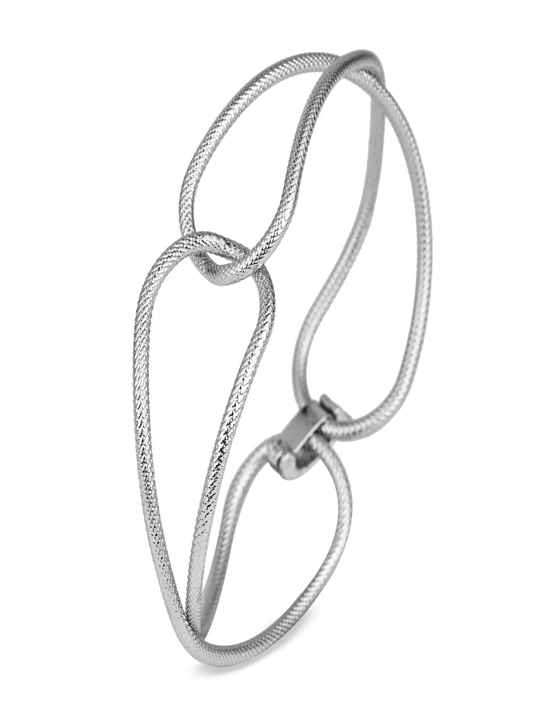 Abstract Loop Silver-Tone Statement Bangle