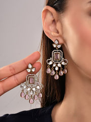 Pink Kundan Drop  Earring