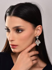 Rose-Tone Kundan Drop Earrings