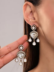 White Kundan Drop Earring