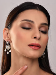 White Kundan Drop Earring