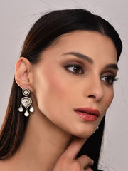 White Kundan Drop Earring