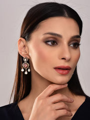 Pink Kundan Drop Earring