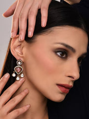 Pink Kundan Drop Earring