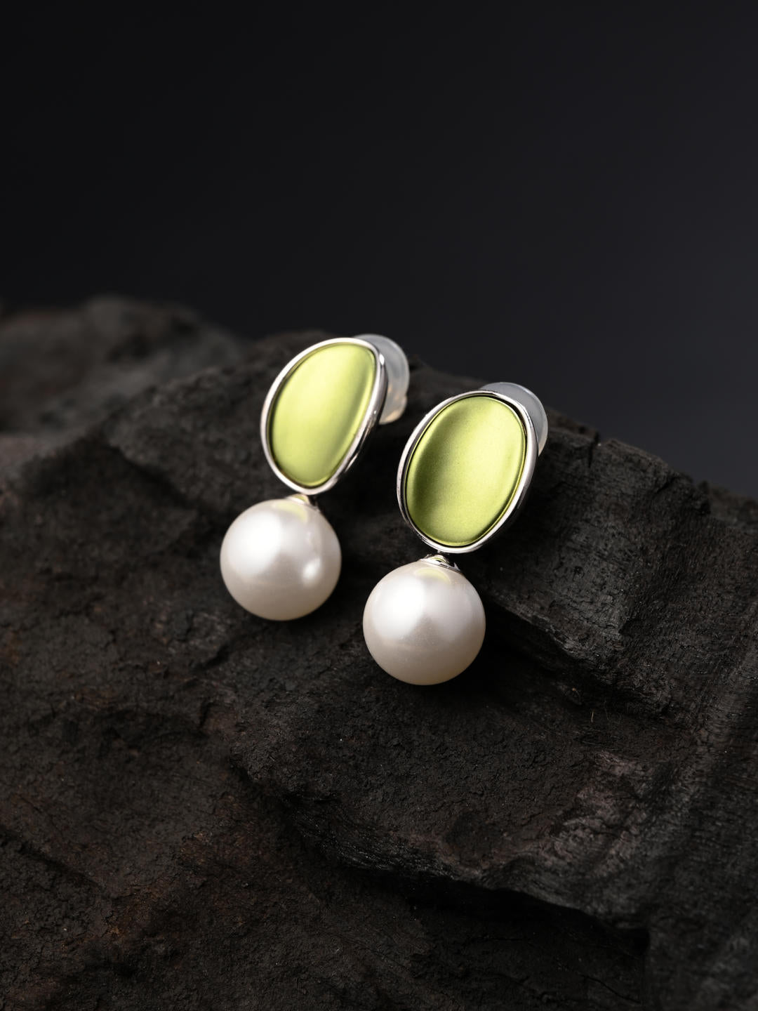 Green Pearl Drop Green Earring