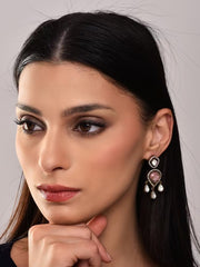 Pink Kundan Drop Earring
