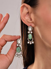 Pastel Green Kundan Drops