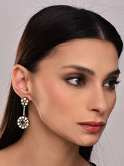 Kundan Emerald Blossom Drops