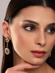 Kundan Emerald Blossom Drops