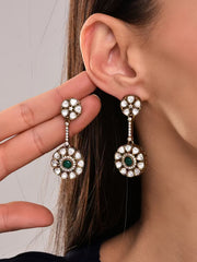 Kundan Emerald Blossom Drops