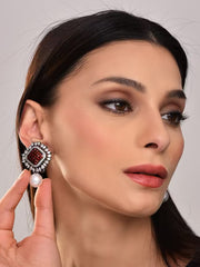 Radiant Red Pearl Drop Earrings