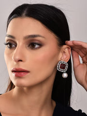 Radiant Red Pearl Drop Earrings