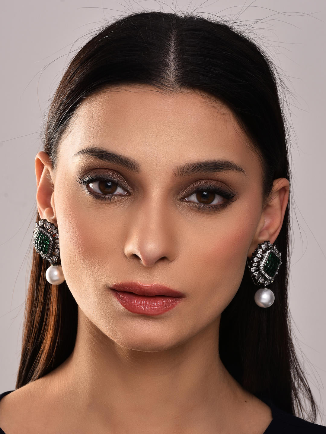 Emerald Pearl Drop earrings