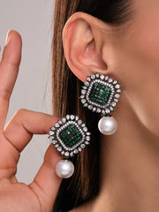 Emerald Pearl Drop Earrings