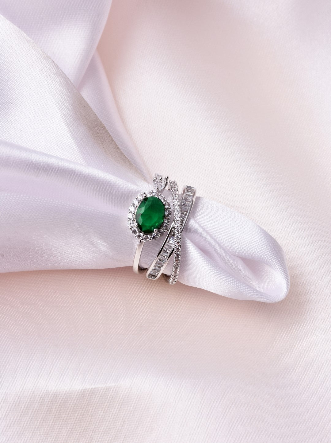Emerald Green Adjustable Ring