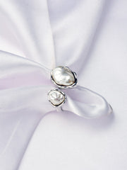 Silver Adjustable Baroque Pearl Ring