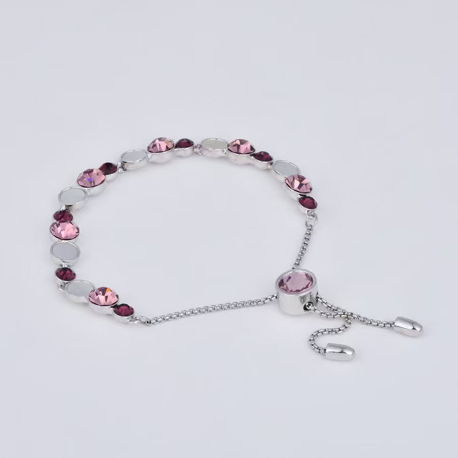 Purple & Pink Stone Adjustable Bracelet