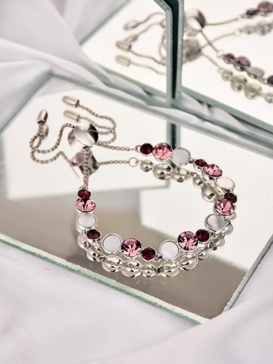 Purple & Pink Stone Adjustable Bracelet
