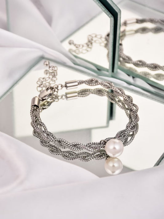 Classic Silver Pearl Bracelet