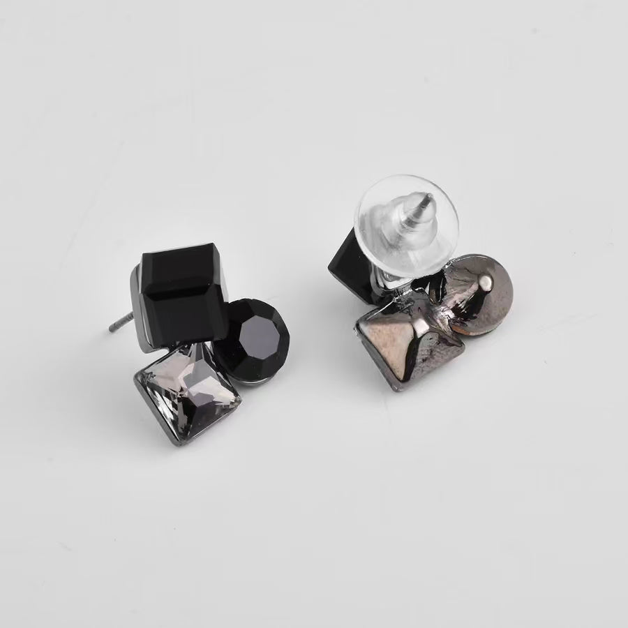 Black Crystal Stud Earring