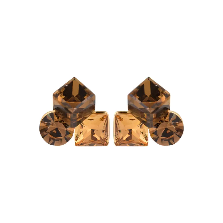Amber Crystal Stud Earring