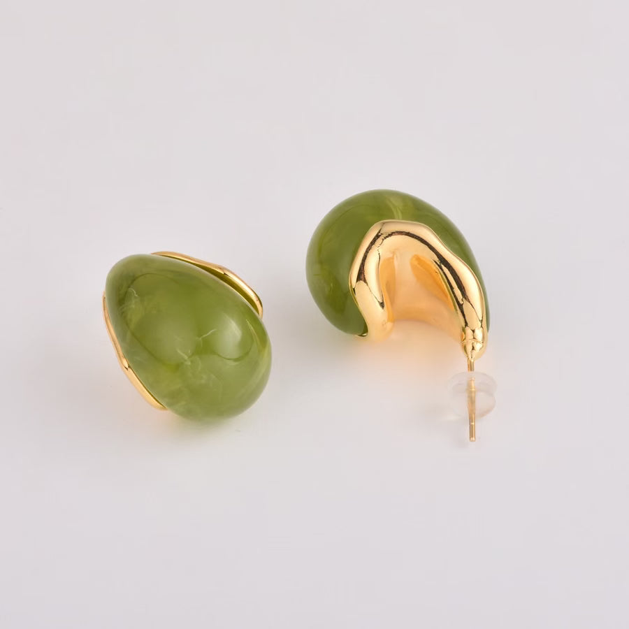 Olive Green Dripping Earring
