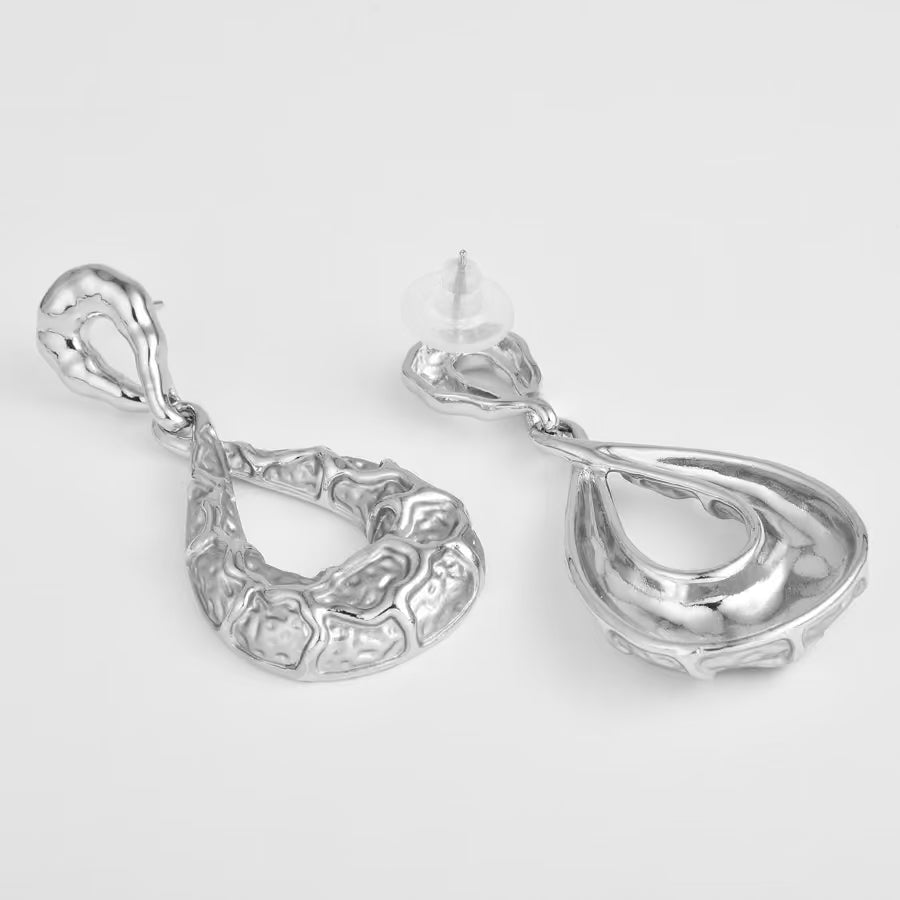 Textured Silver Drop Earring