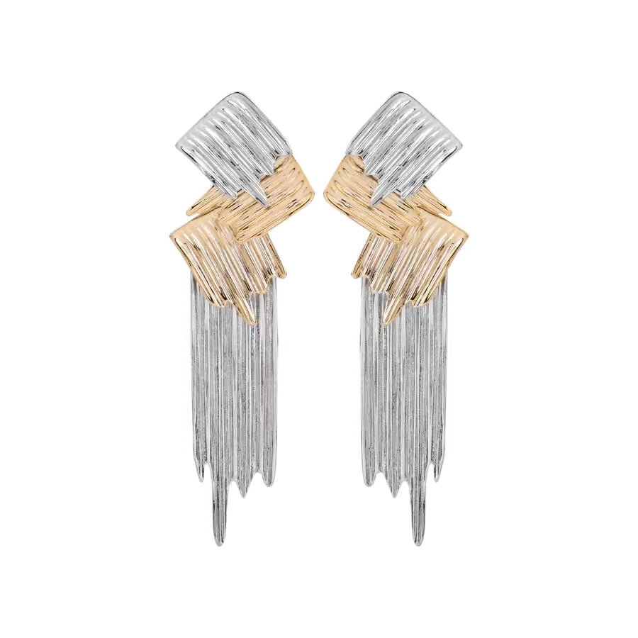 Two Tone Texture Drop Earring
