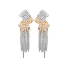 Two Tone Texture Drop Earring