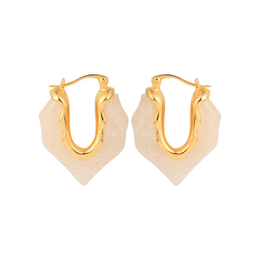 Curved White Hoop Earring