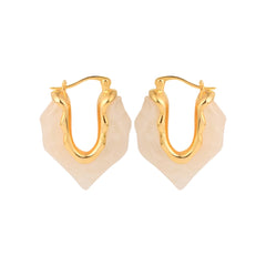 Curved White Hoop Earring
