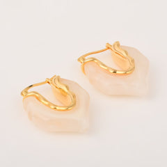 Curved White Hoop Earring