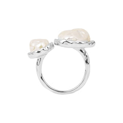 Silver Adjustable Baroque Pearl Ring