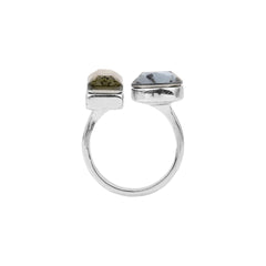 Adjustable Baguette & cushion shaped cubic zirconia ring