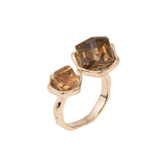 Adjustable Yellow Cube shaped cubic zirconia ring