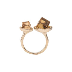 Adjustable Yellow Cube shaped cubic zirconia ring