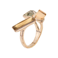 Adjustable Baguette shaped Multi col cubic zirconia ring