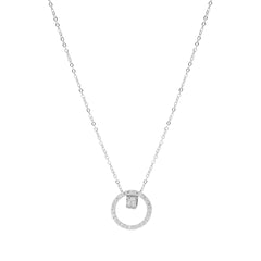 Circle Shaped Ad Stone Pendant Necklace