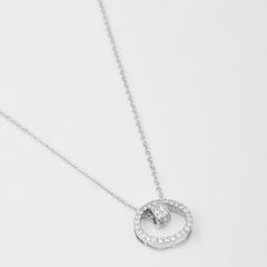 Circle Shaped Ad Stone Pendant Necklace