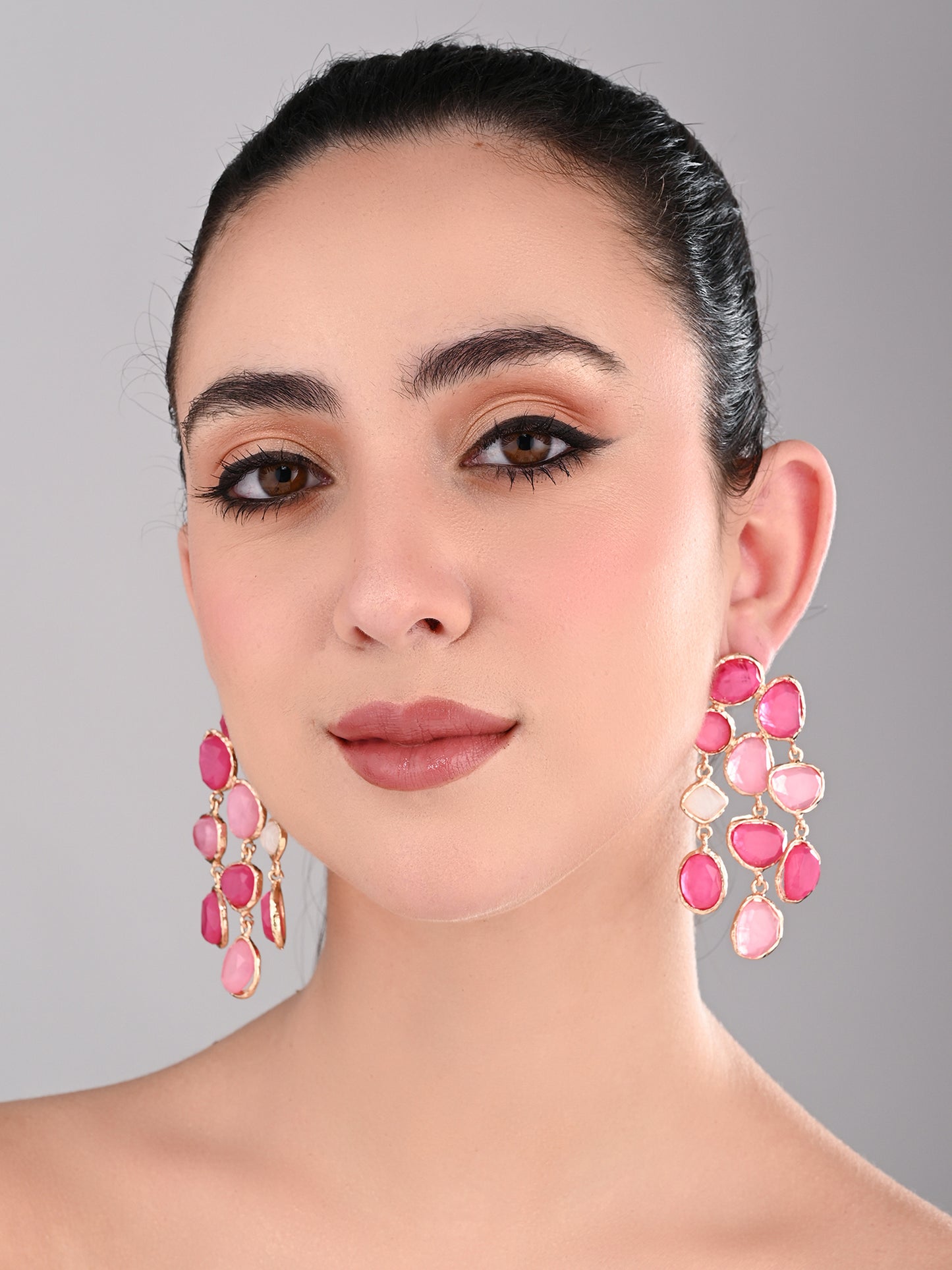 Boho Bloom Pink Cascade Earrings