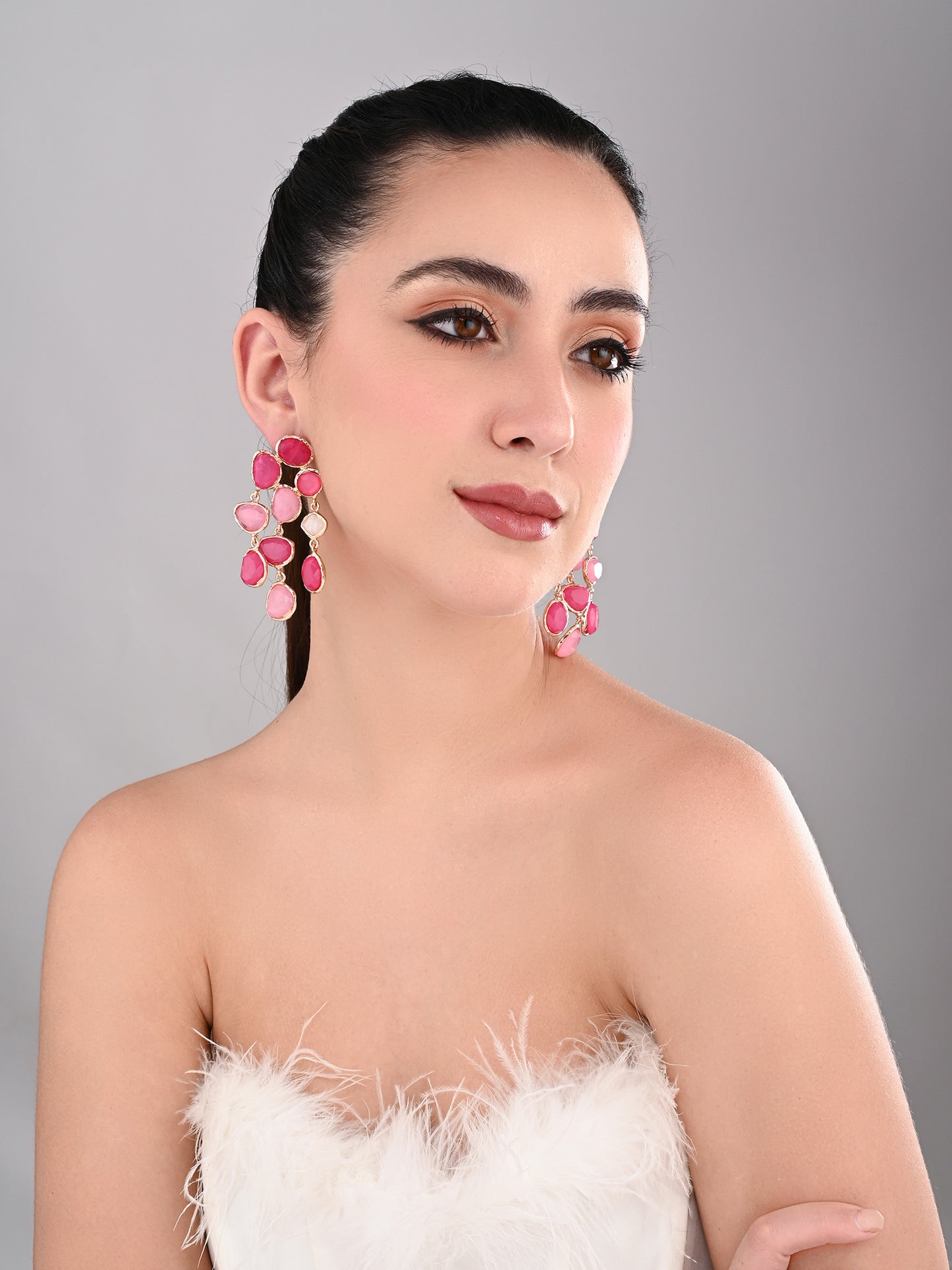 Boho Bloom Pink Cascade Earrings