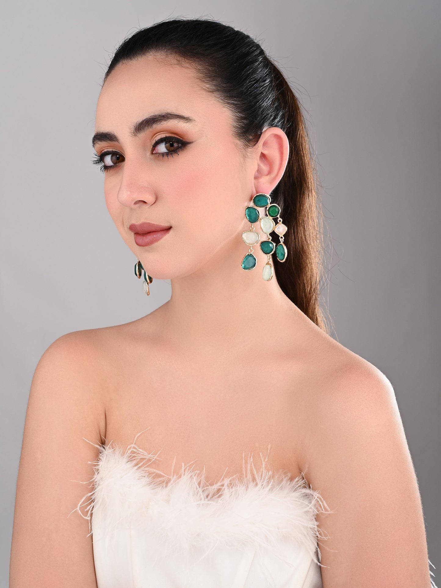 Boho Bloom Green Cascade Earrings